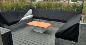 Custom Cover For U-Shaped Rooftop Couch; Unzipped