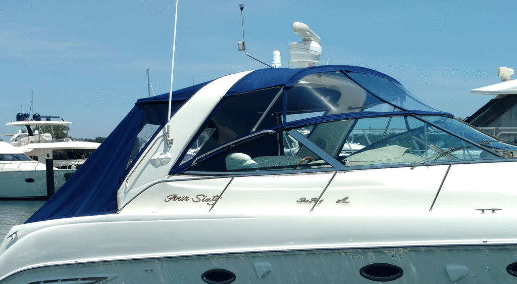 Sea Ray Sundancer 460 with 3 Forward Makrolon semi-rigid windows