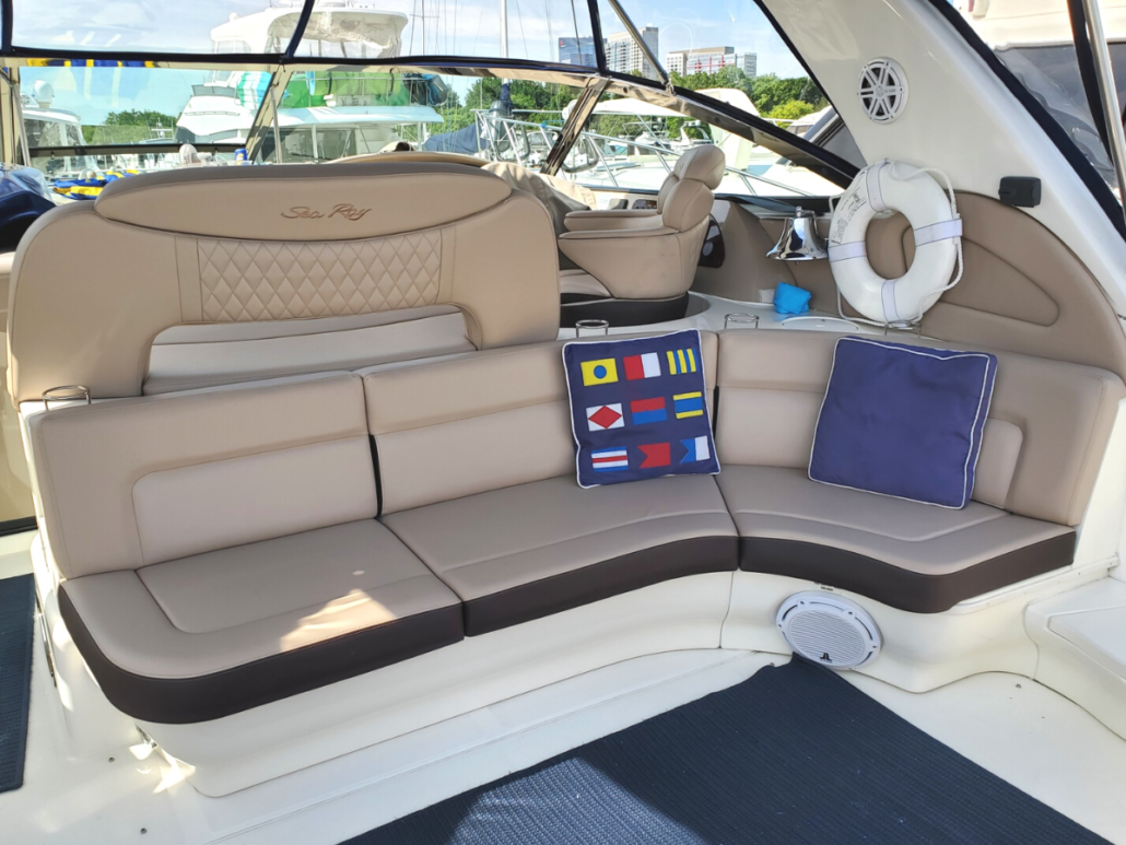 Sea Ray Exterior upholstery project by Chicago Marine Canvas