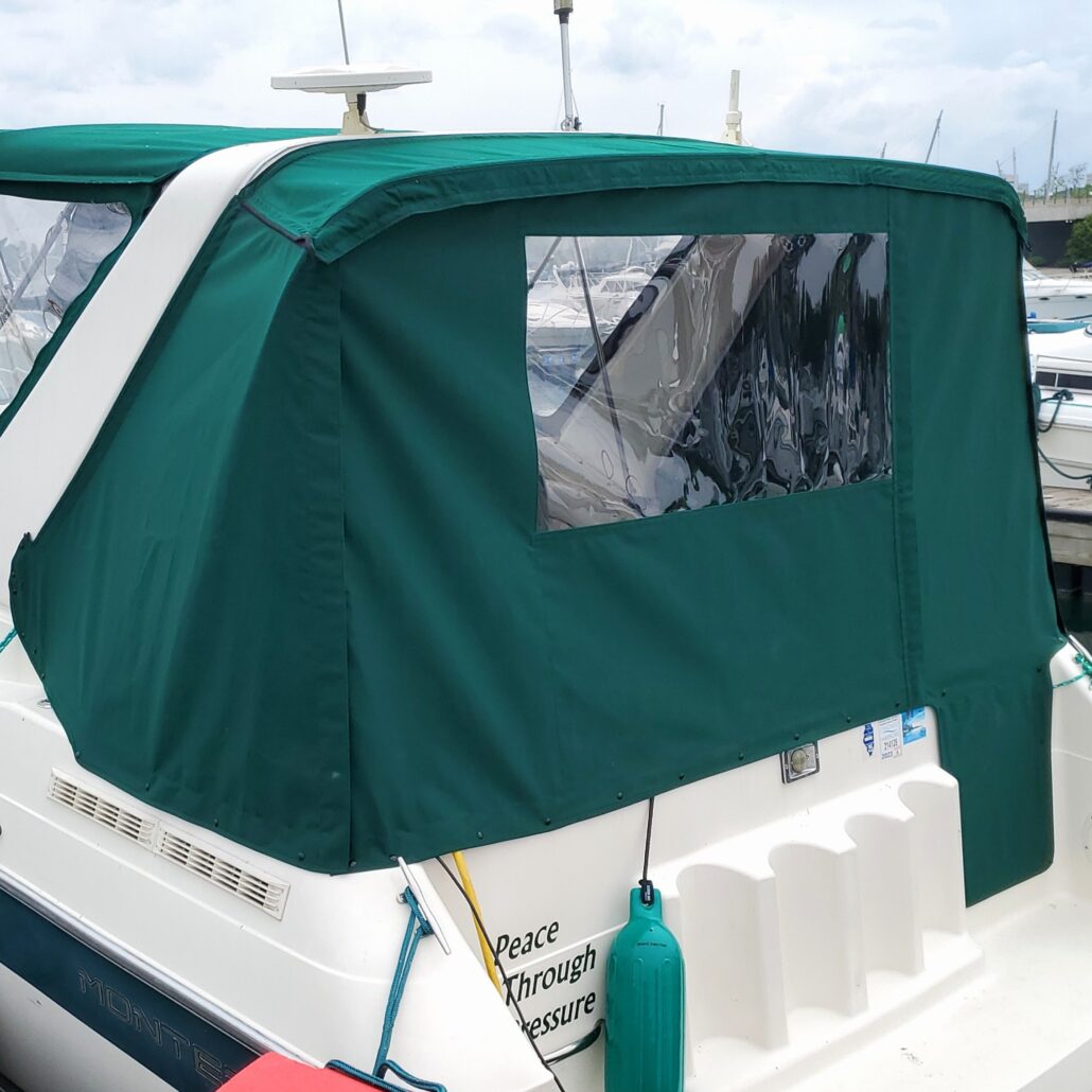 Chicago marine canvas enclosure windows boat aft