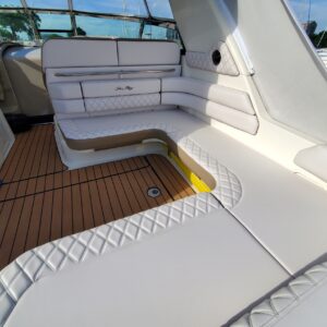 Sea Ray exterior upholstery with diamond quilting by Chicago Marine Canvas